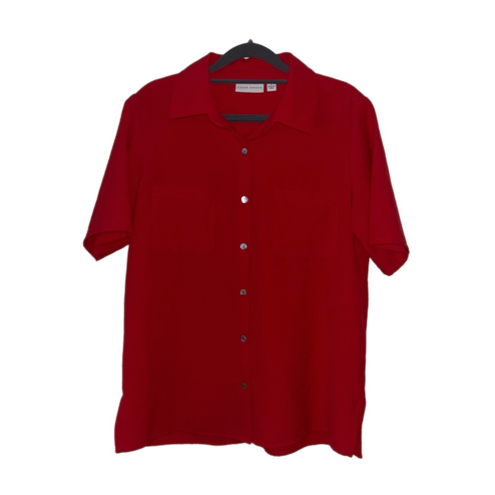 Susan Graver Size S Button Down Short Sleeve Shirt